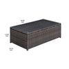 34 Rectangular Faux Rattan Coffee Table with Glass Top Brown By Casagear Home BM206283