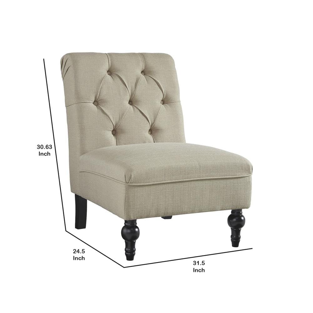 Tufted Upholstered Armless Accent Chair Beige By Casagear Home BM207207