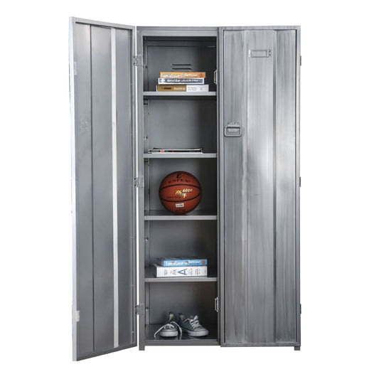 66" 2-Door Metal Locker with Hanging Pulls, Silver By Casagear Home