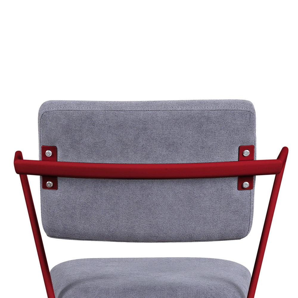 Fabric Upholstered Metal Base Chair with Flared Armrest Red and Gray - BM207446 By Casagear Home BM207446