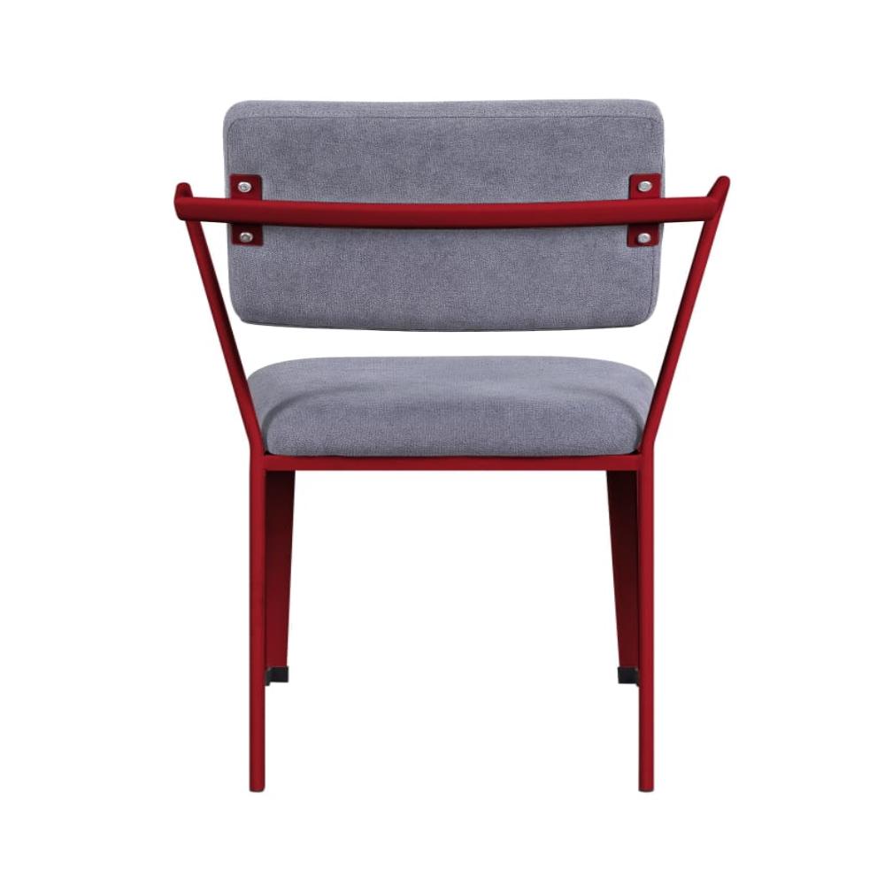 Fabric Upholstered Metal Base Chair with Flared Armrest, Red and Gray - BM207446 By Casagear Home