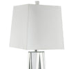 Contemporary Square Table Lamp with Faux Diamond Inlays White and Clear - BM207535 By Casagear Home BM207535