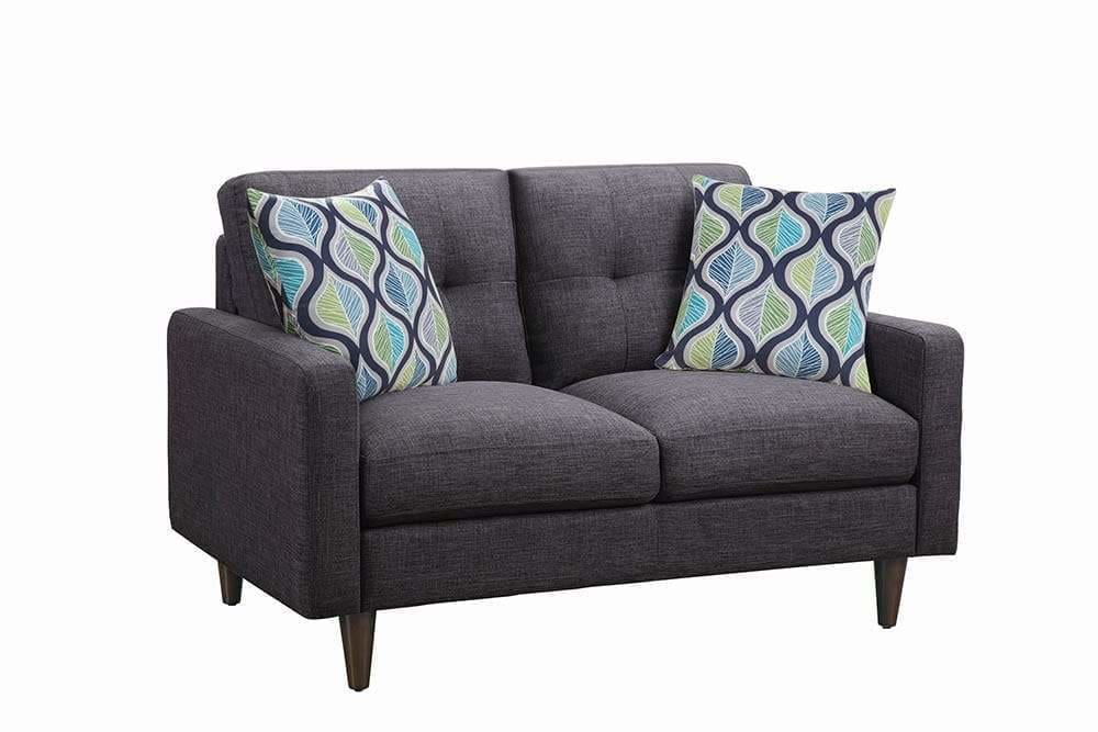 Fabric Upholstered Wooden Loveseat with Tufted Back, Gray - BM208143 By Casagear Home