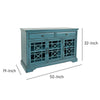 Wooden Media Unit with 2 Drawers and 3 Doors with X Motif Details Blue By Casagear Home BM208493