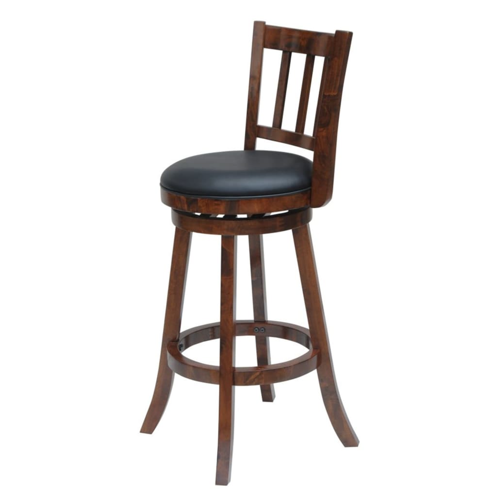 Round Padded Seat Counter Stool with Slatted Back Brown and Black By Casagear Home BM209083