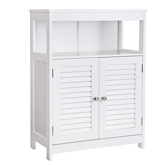 23" 2 Door Cabinet Bathroom Closet with 1 Open Shelf, White By Casagear Home