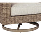 Resin Wicker Woven Swivel Chair with Cushioned Seat Brown and Beige By Casagear Home BM209278