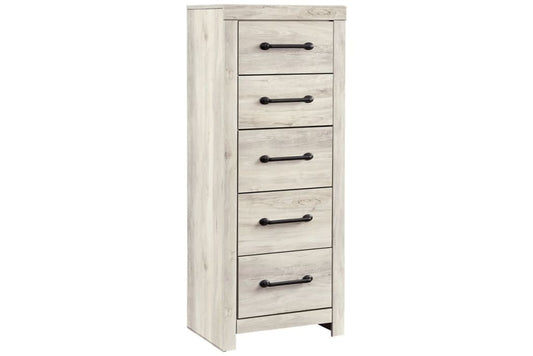 53" 5-Drawer Wooden Chest with Bar Pulls, White By Casagear Home