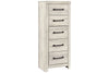 53" 5-Drawer Wooden Chest with Bar Pulls, White By Casagear Home