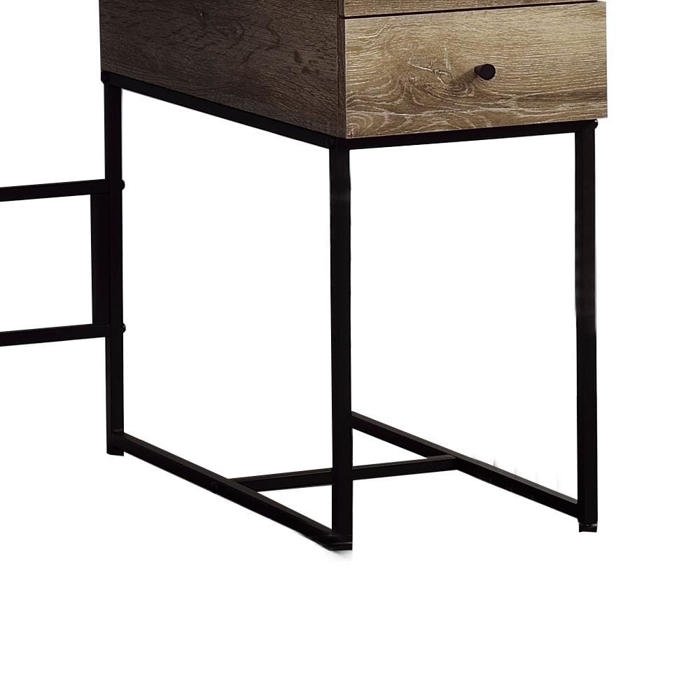 47 4-Drawer Wooden Desk with Metal Fame Brown and Black By Casagear Home BM209603