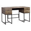 47" 4-Drawer Wooden Desk with Metal Fame, Brown and Black By Casagear Home