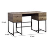 47 4-Drawer Wooden Desk with Metal Fame Brown and Black By Casagear Home BM209603