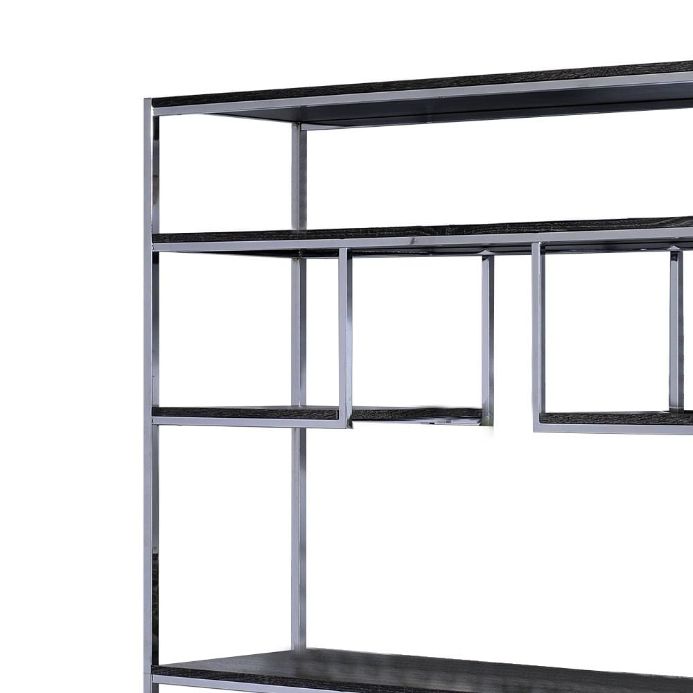 72 7-Shelf Geometric Pattern Bookshelf Silver and Gray By Casagear Home BM209606