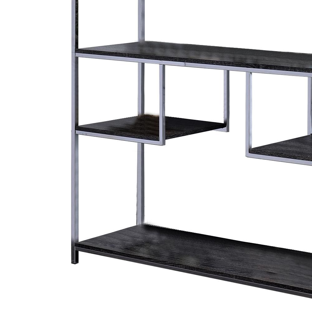 72 7-Shelf Geometric Pattern Bookshelf Silver and Gray By Casagear Home BM209606