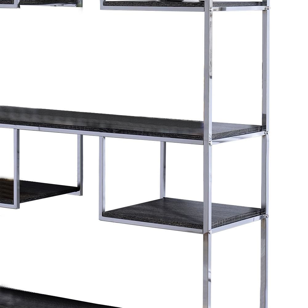 72 7-Shelf Geometric Pattern Bookshelf Silver and Gray By Casagear Home BM209606