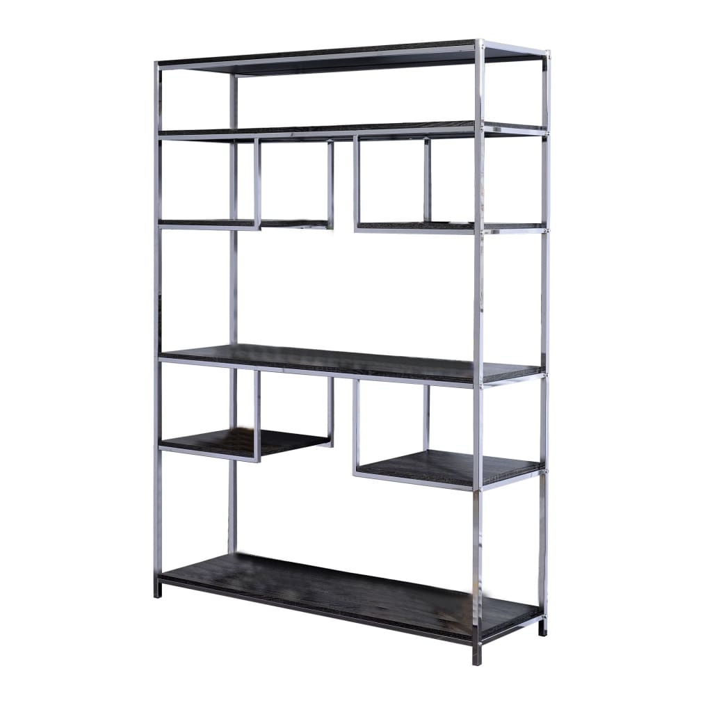 72" 7-Shelf Geometric Pattern Bookshelf, Silver and Gray By Casagear Home