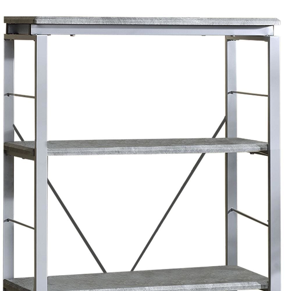 54 4-Shelf Bookshelf with X Back Silver and Gray By Casagear Home BM209626