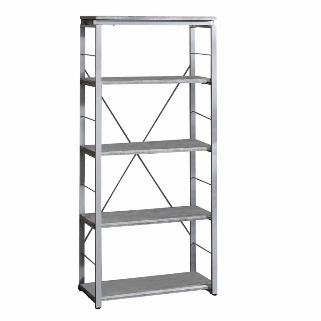 54" 4-Shelf Bookshelf with X Back, Silver and Gray By Casagear Home