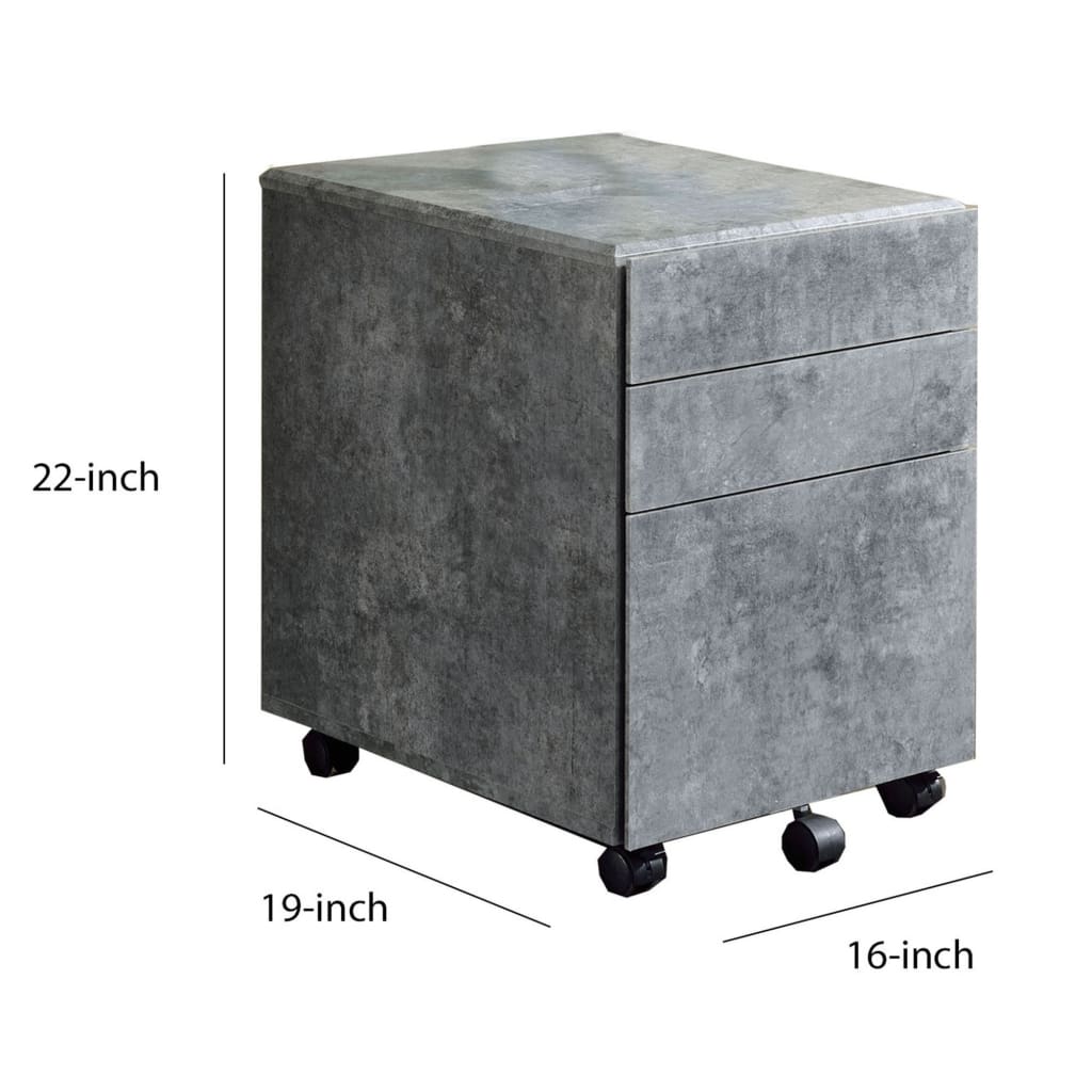 3-Drawer Wooden File Cabinet with Casters Gray By Casagear Home BM209627