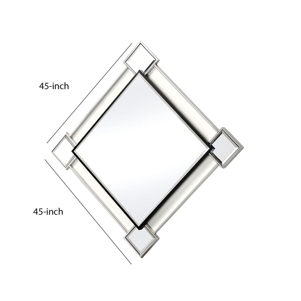 45 Diamond Shaped Accent Wall Mirror Silver By Casagear Home BM209637