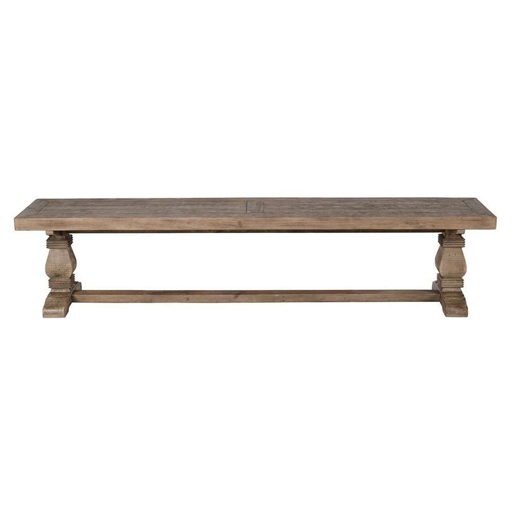 Rectangular Reclaimed Wood Bench with Trestle Base Weathered Brown By Casagear Home BM210353