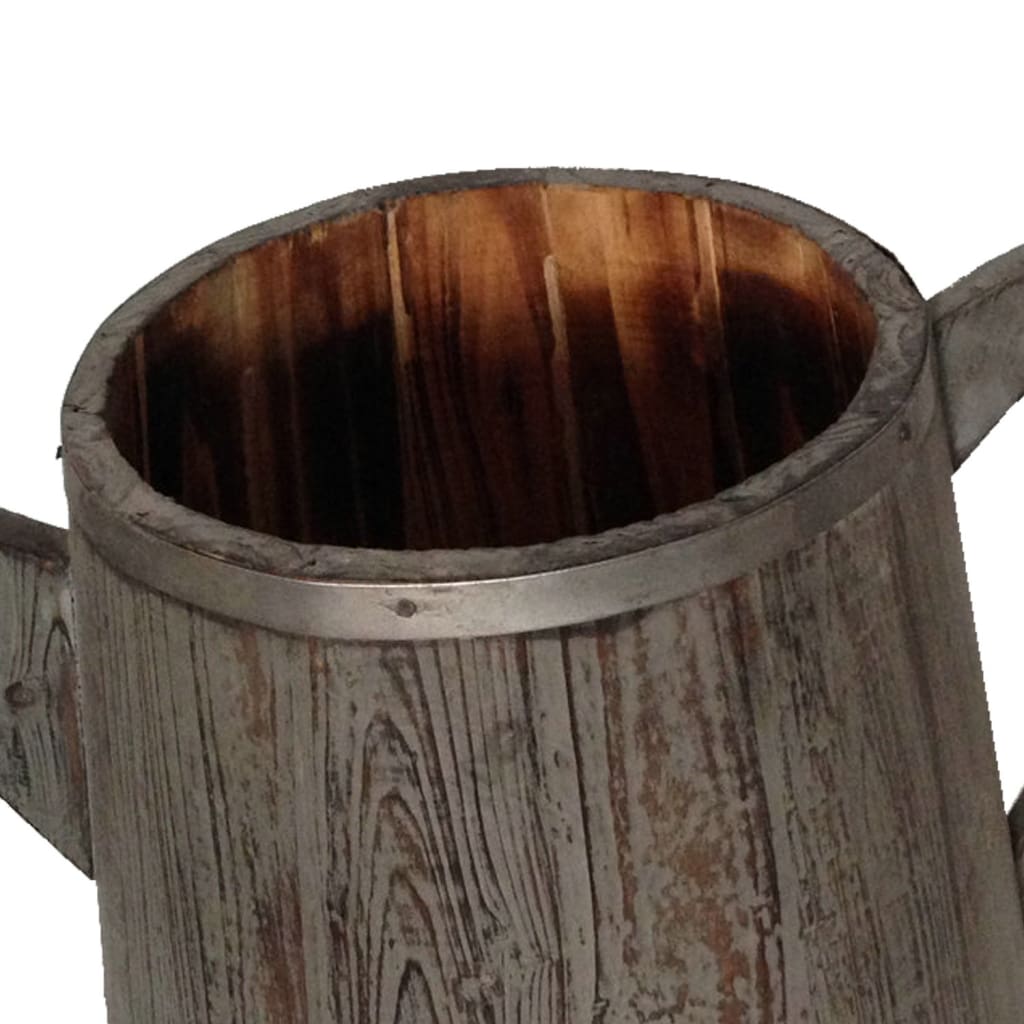 Kettle Shaped Wooden Garden Pot with Handle Gray By Casagear Home BM210388