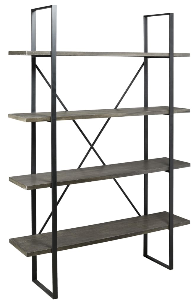 72" 4-Tier Bookcase with X-Back Support, Black and Gray By Casagear Home