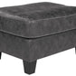 33" Upholstered Dual Layer Ottoman with Stitching, Gray By Casagear Home