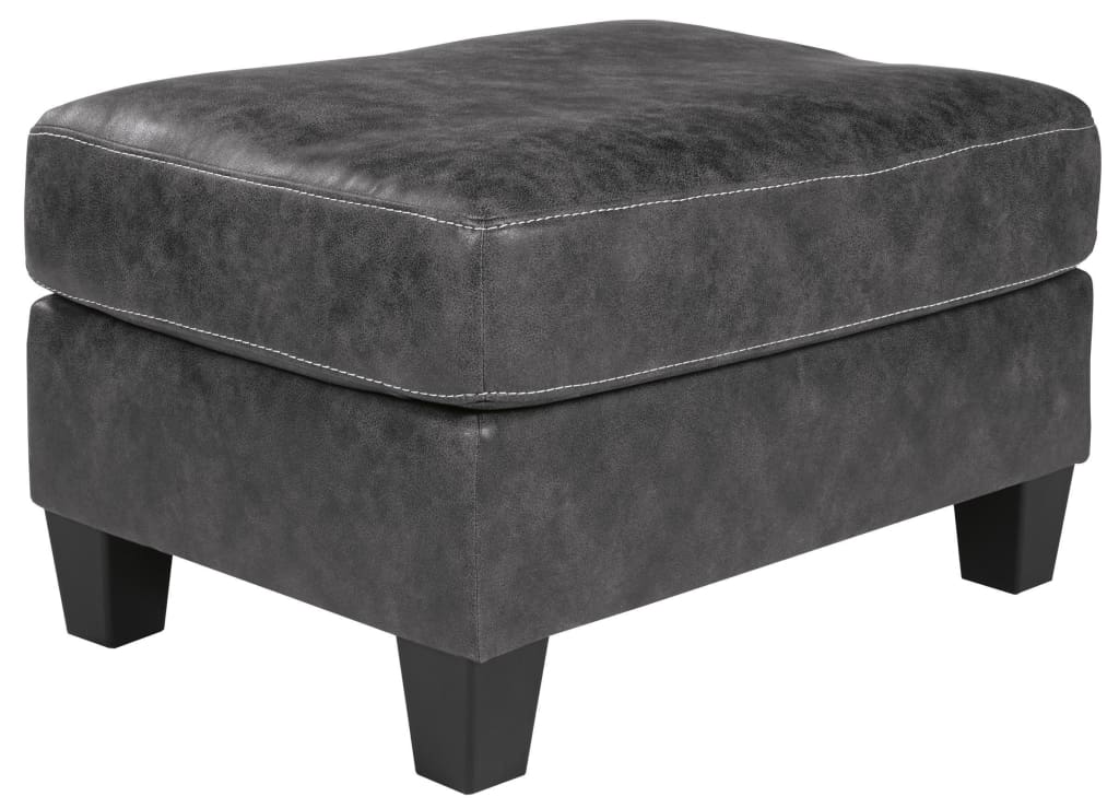 33" Upholstered Dual Layer Ottoman with Stitching, Gray By Casagear Home