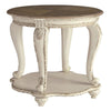 Round End Table with Bottom Shelf, Brown and Antique White By Casagear Home