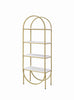 78" 4 Tier Arc Shape Wood and Metal Bookshelf, White and Gold By Casagear Home