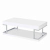 47" Coffee Table With Bottom Shelf, White and Silver By Casagear Home