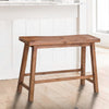 Saddle Seat Wooden Bench with Canted Frame, Oak Brown By The Urban Port