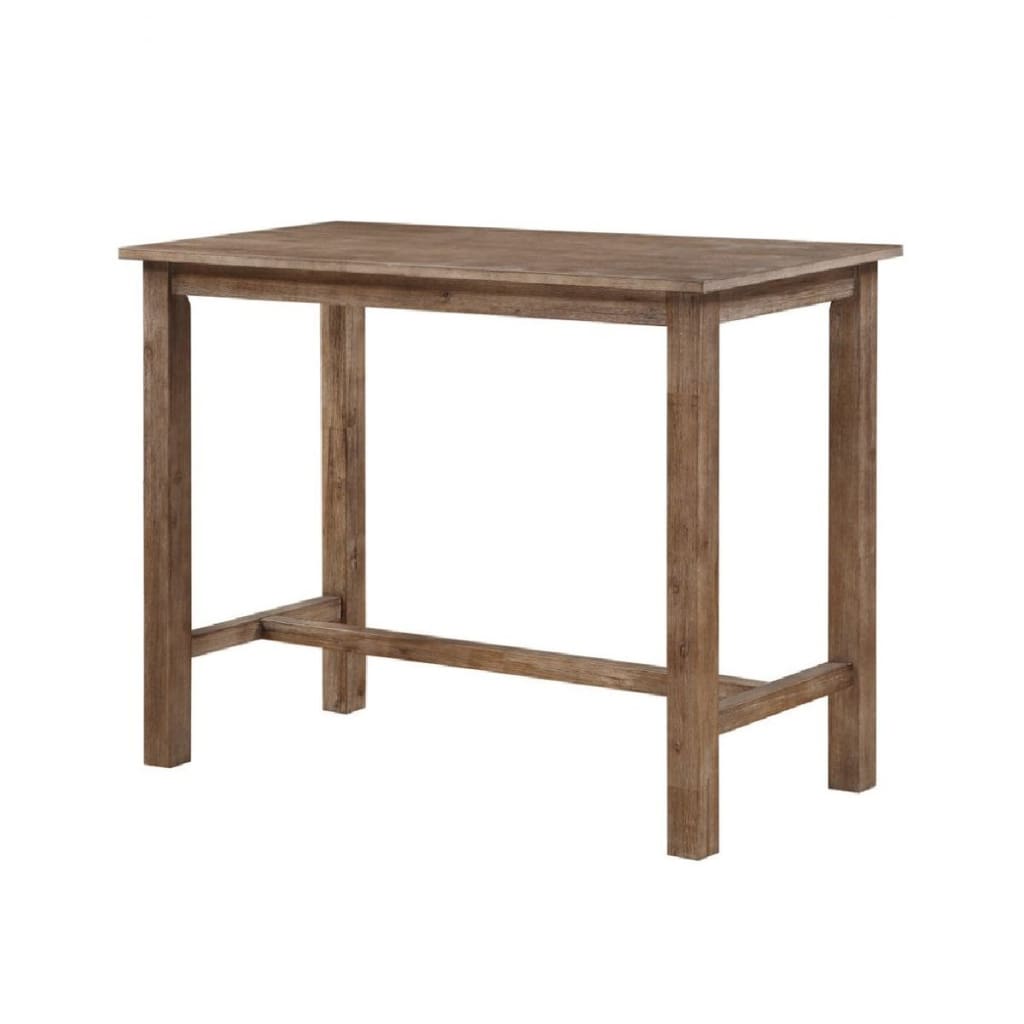 Rectangular Wooden Frame Pub Table with Trestle Base Oak Brown By The Urban Port BM214020