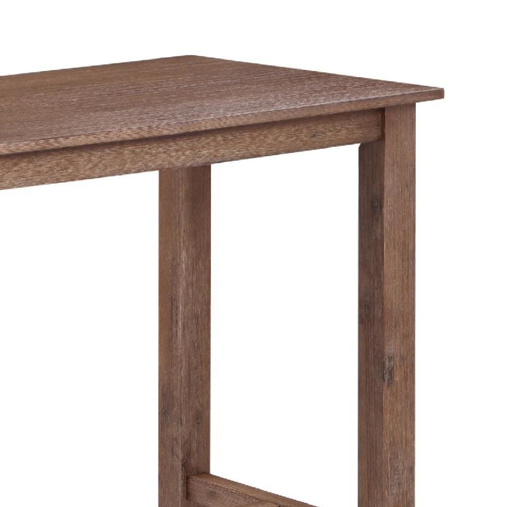 Rectangular Wooden Frame Pub Table with Trestle Base Oak Brown By The Urban Port BM214020