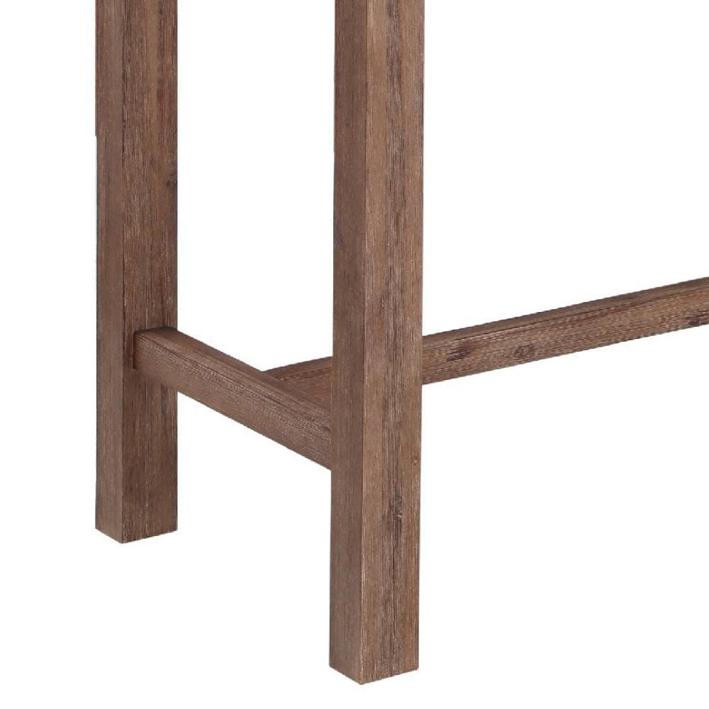 Rectangular Wooden Frame Pub Table with Trestle Base Oak Brown By The Urban Port BM214020