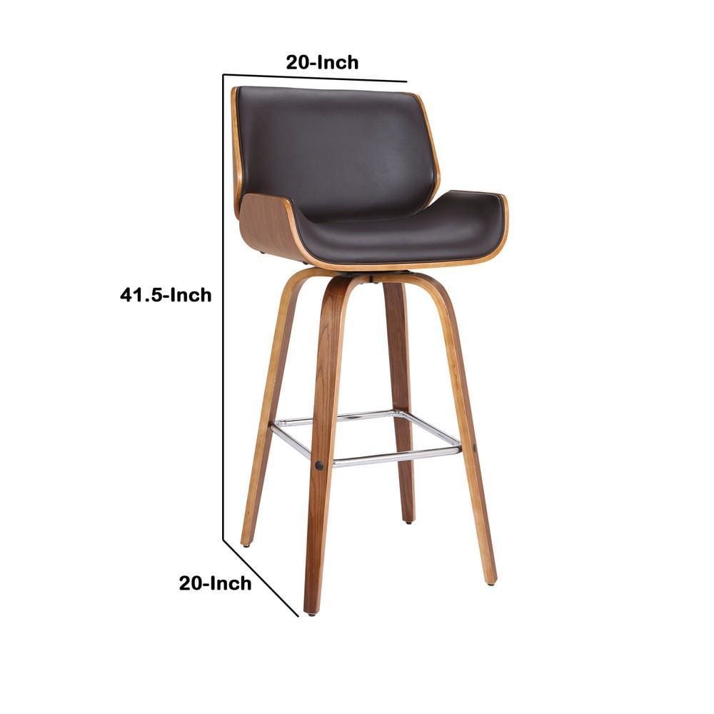 30 Leatherette Bar Height Swivel Barstool Black & Brown By Casagear Home BM214498