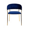 Dining Chair with Metal Legs Set of 2 Blue and Gold By Casagear Home BM214814