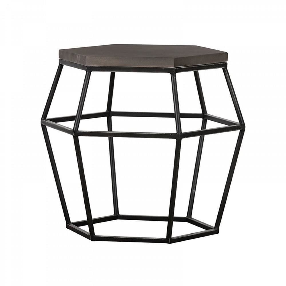 23 Metal Base Hexagonal Concrete End Table Gray & Black By Casagear Home BM214837