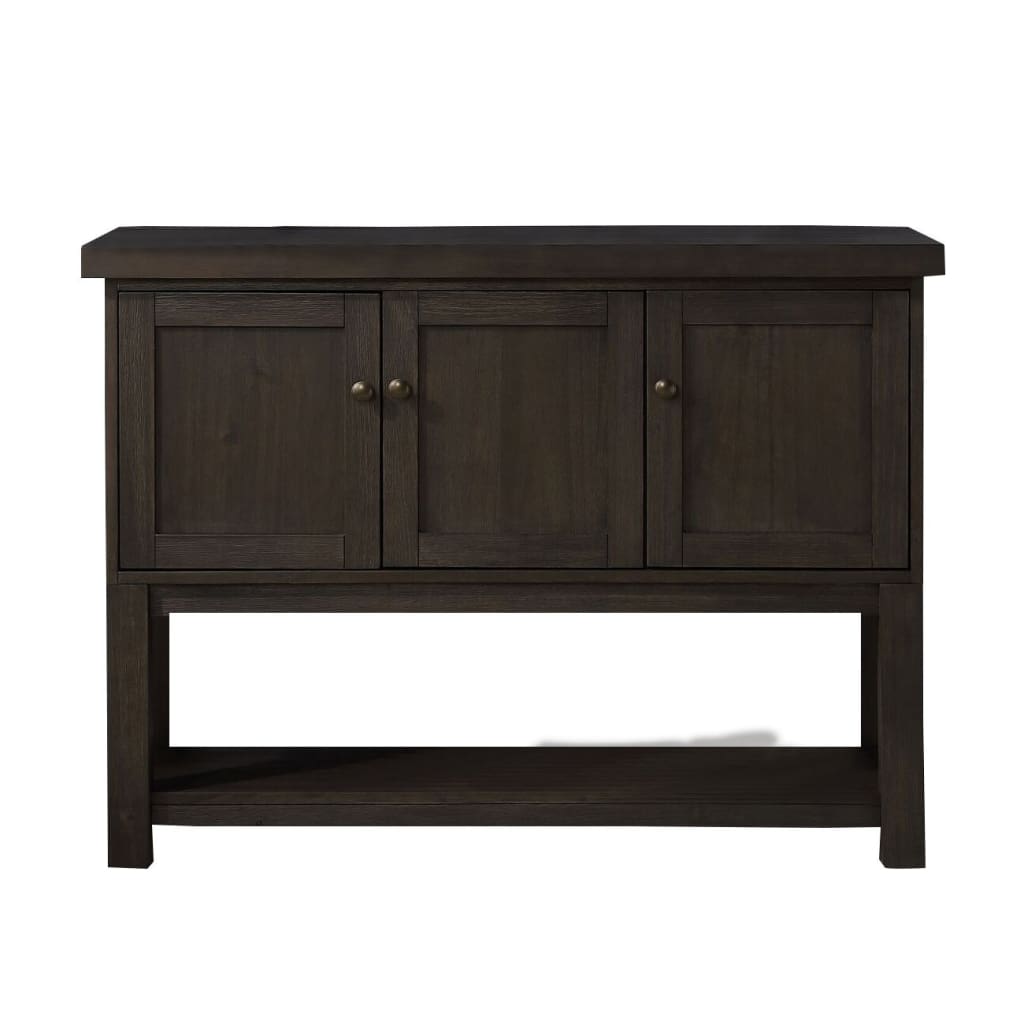 Transitional Style Server with 3 Doors and Open Bottom Shelf, Brown By Casagear Home