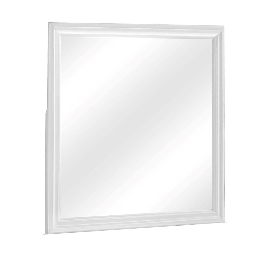 38" Square Wood Frame Dresser Top Mirror, White By Casagear Home