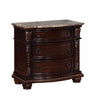 3 Drawer Marble Top Nightstand with Bun Feet, Brown By Casagear Home