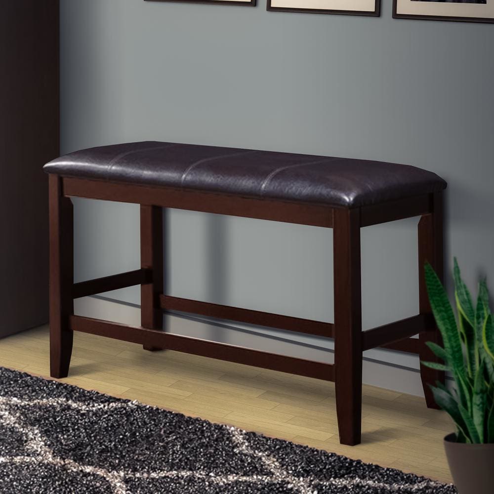 40" Upholstered Counter Height Bench, Brown By Casagear Home