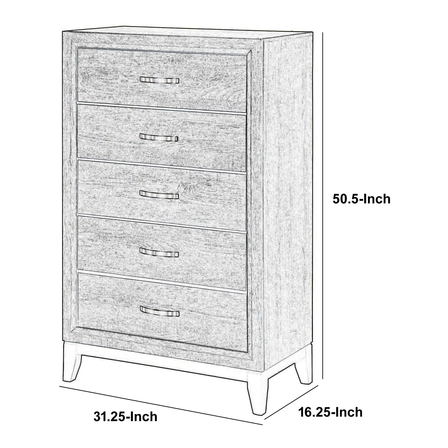 50 5-Drawer Chest with Chamfered Feet Gray BM215483