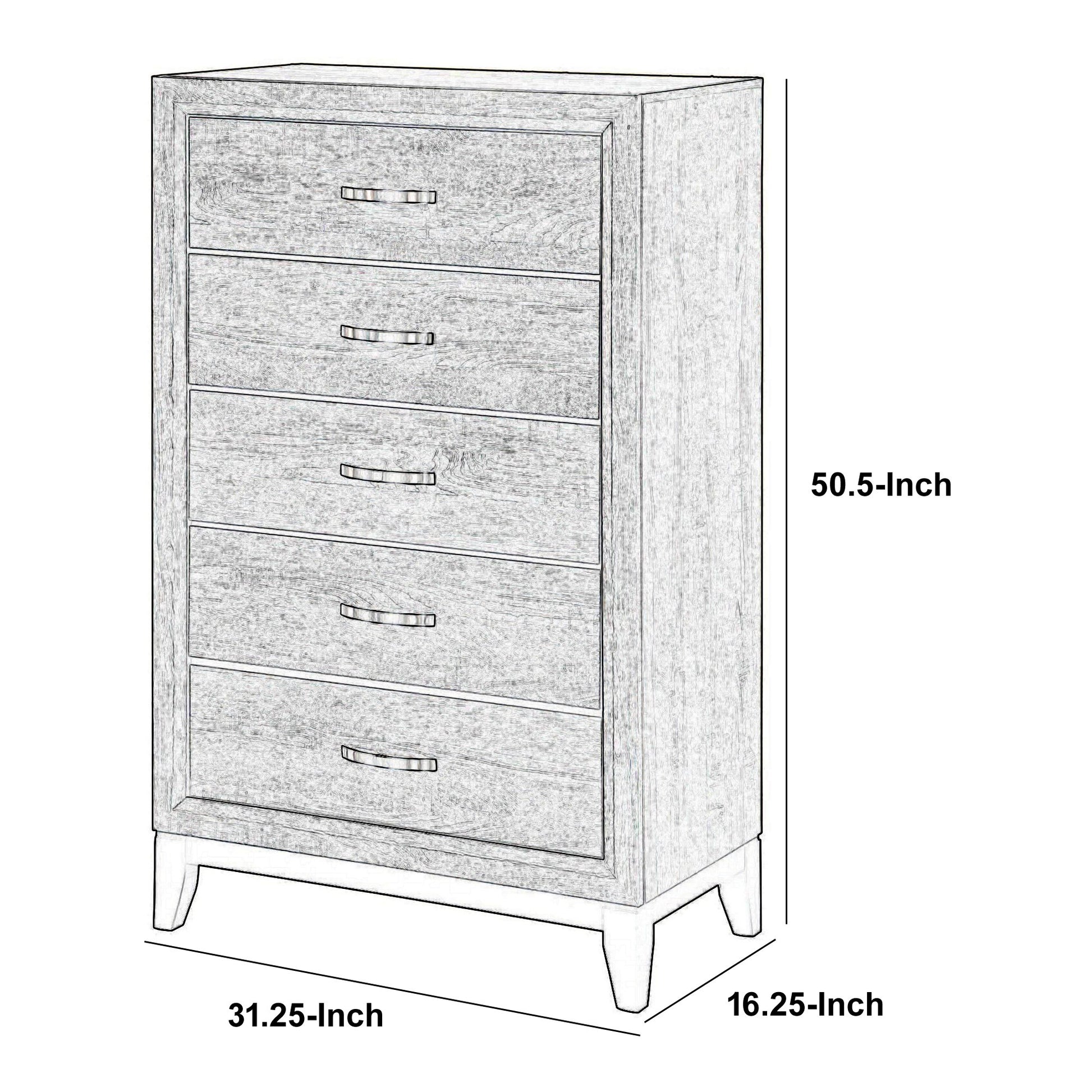 50 5-Drawer Chest with Chamfered Feet Gray BM215483