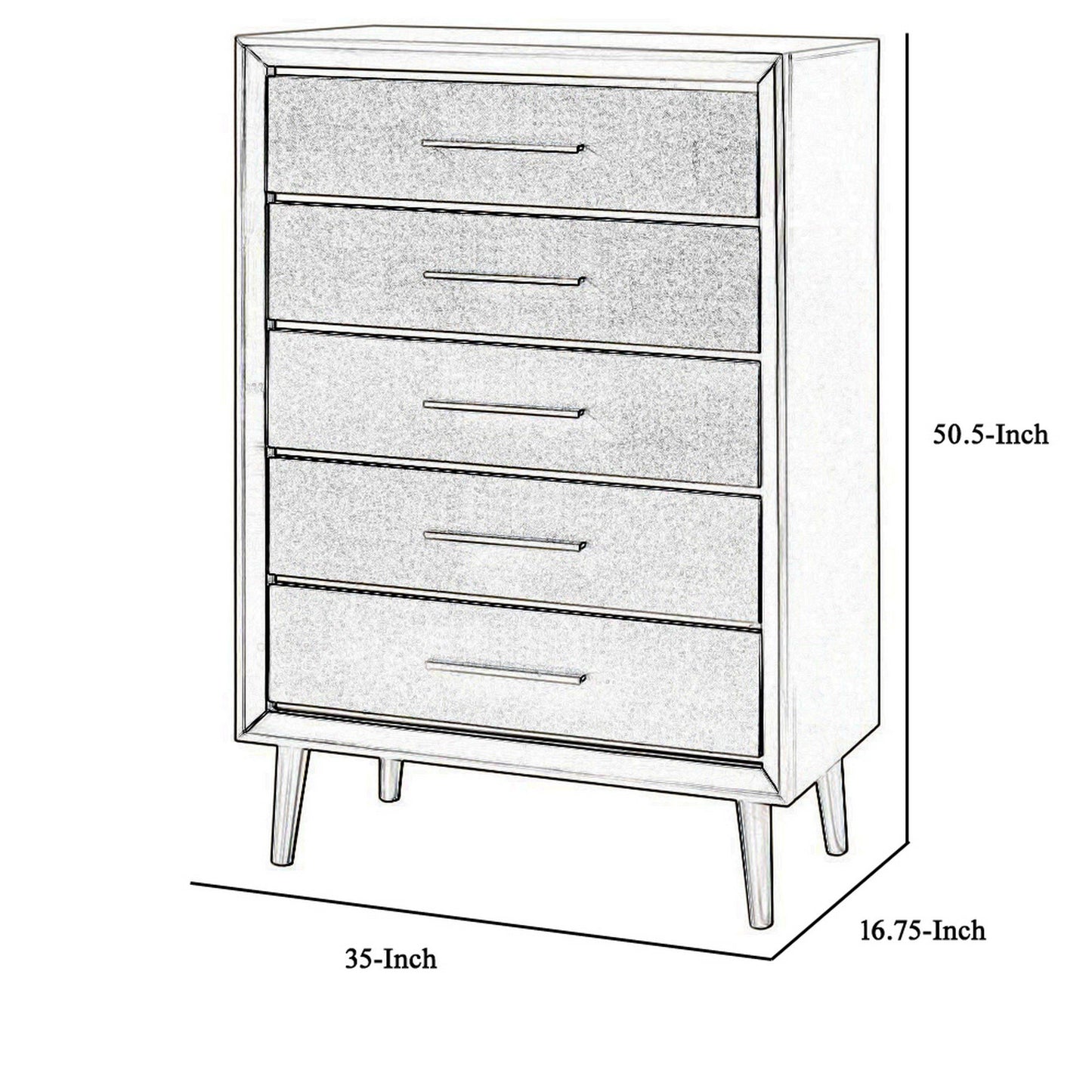 50 5-Drawer Chest with Splayed Legs Silver BM215528