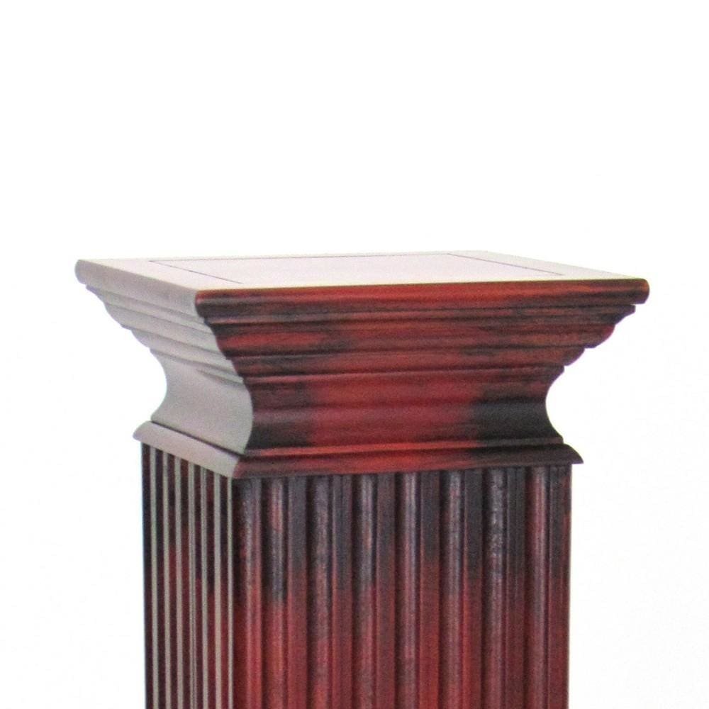 Square Shaped Column Pedestal with Reeded Design Brown By Casagear Home BM215617