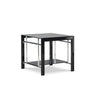 Glass Top Side Table with Foldable Side Frames, Black and Silver by The Powell Company