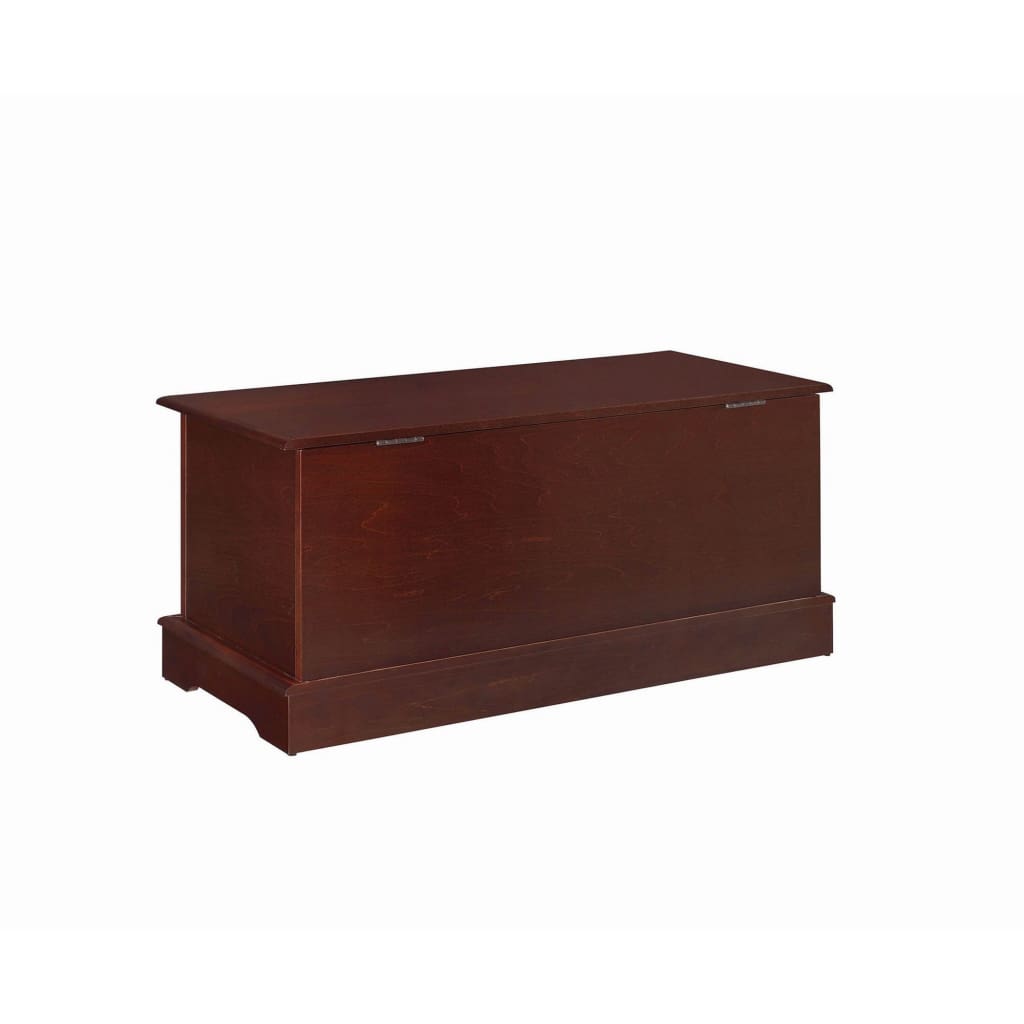 Traditional Style Lift Top Wooden Chest with Carved Details Dark Brown BM215984