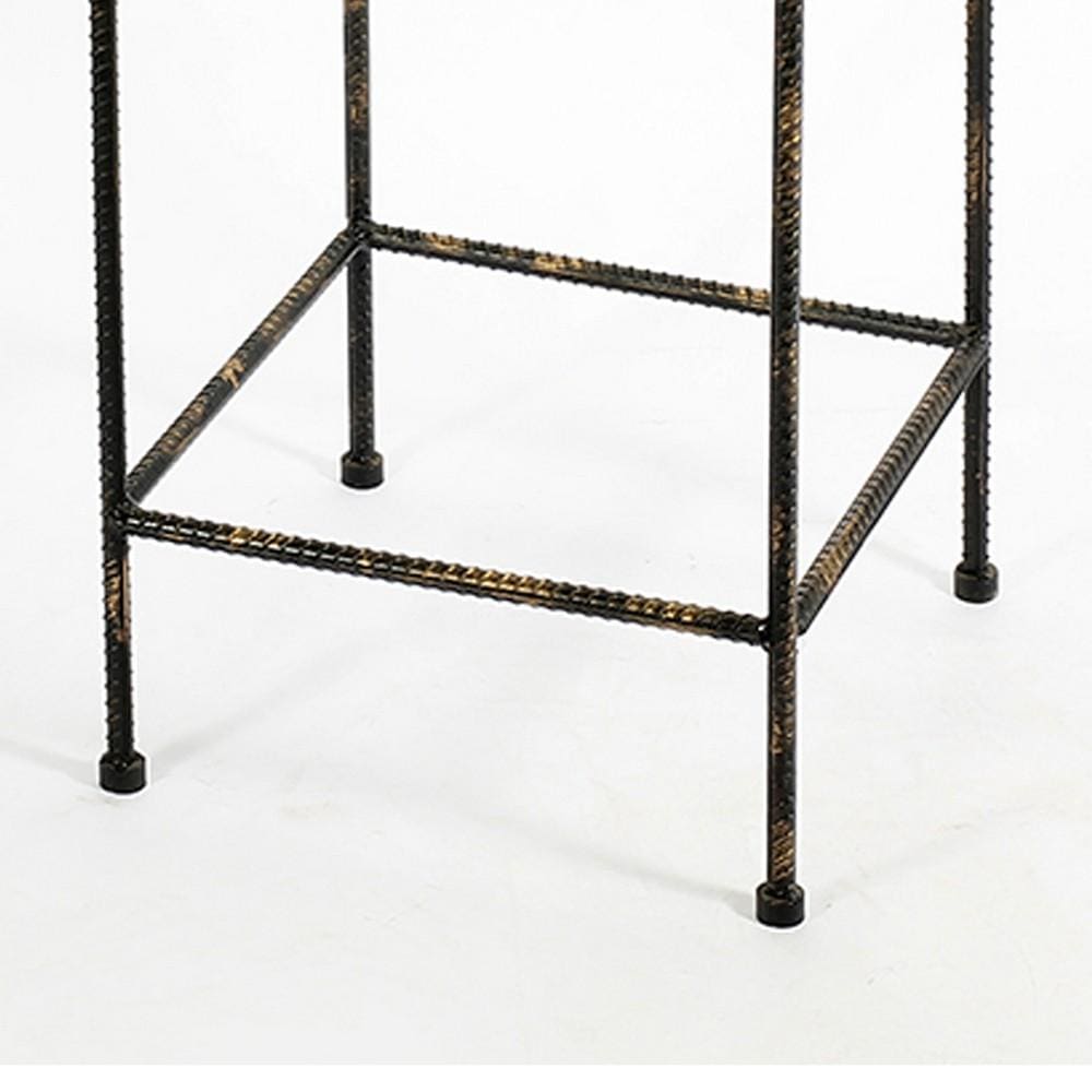 Scrolled Metal Frame Plant Stand with Square Top Large Black By Casagear Home BM216725